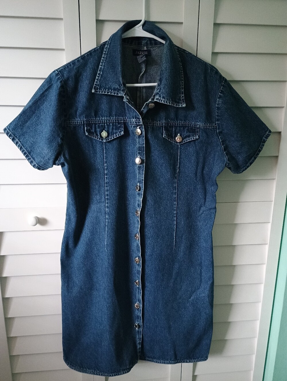 Jazzie Denim Button-Front Dress - Dark Blue